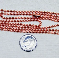Pure 100% COPPER BALL CHAIN  24" Necklace with clasp (#3 / 2.4mm)  Made in USA