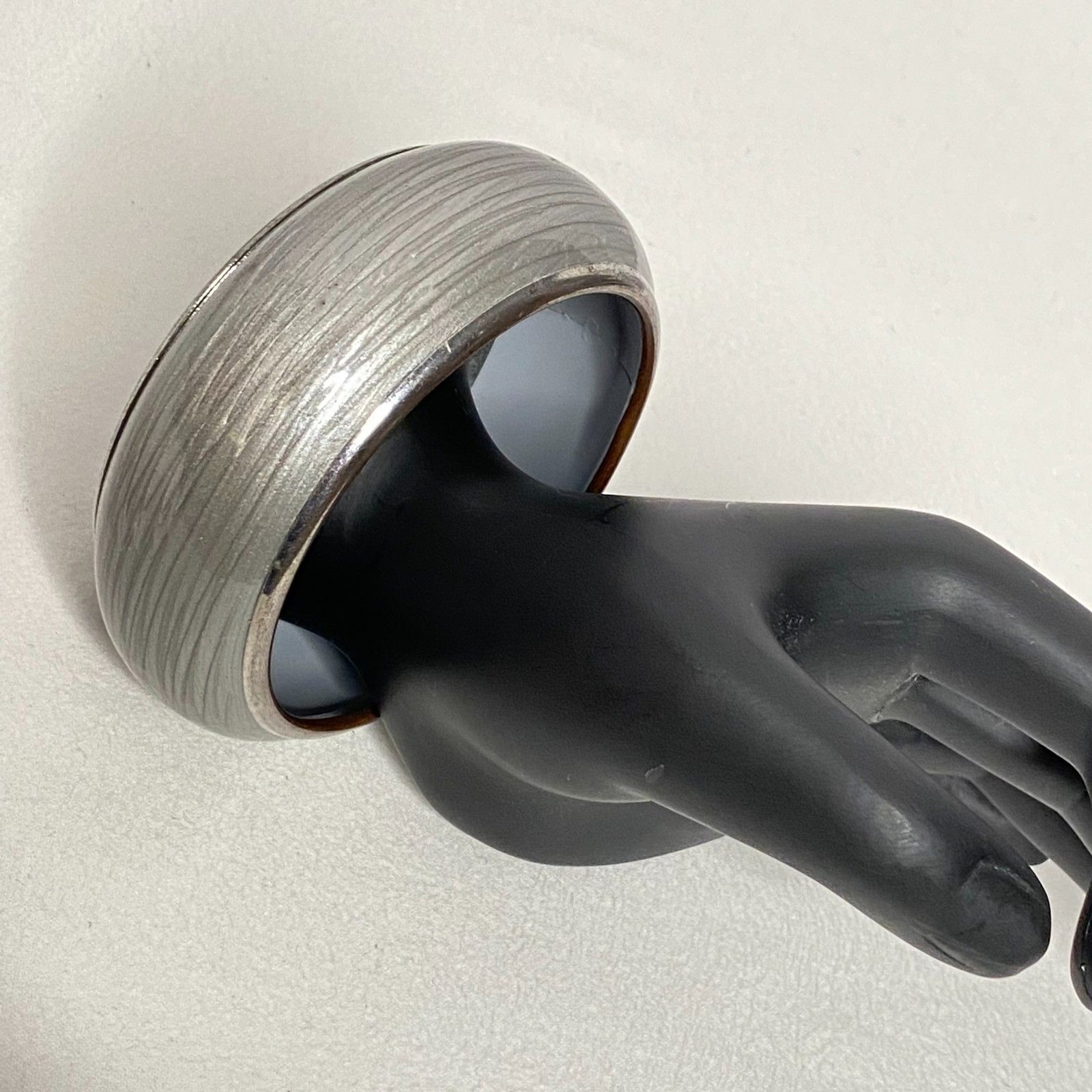 Chunky Bangle Bracelet Heather Gray Pattern Silve… - image 2