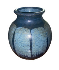 Troyer Small Blue Glazed Pottery Vase