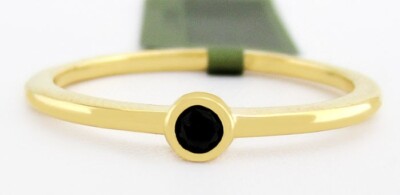 ECHTER SCHWARZER ONYX RING 925 SILBER (Gelbton) - Neu mit Etikett