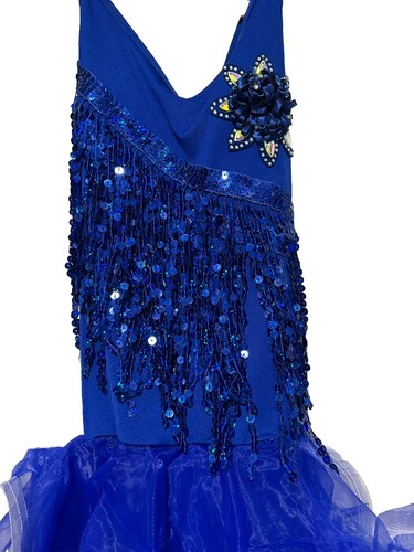Girls Latin ballroom dance dress blue-NWT-No Gloves - Picture 13 of 15
