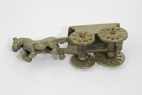 SOLID BRASS HORSE AND BUGGY CARRIAGE 7" LONG X 2 1/2 TALL X 2 WIDE - Picture 6 of 6