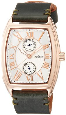 GRANDEUR PLUS Uhr GRP006P1 Herren Grün Lederband Edelstahlgehäuse NEU