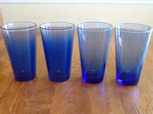 LIBBEY FLARE BLUE COBALT 17 OUNCE TUMBLERS LOT OF 4