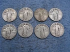 8 SILVER STANDING LIBERTY QUARTERS WITH DATES  31F