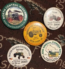 Lot Of 5 Vintage Wisconsin Steam And Gas Engine Club Pins Tractor Hit And Miss