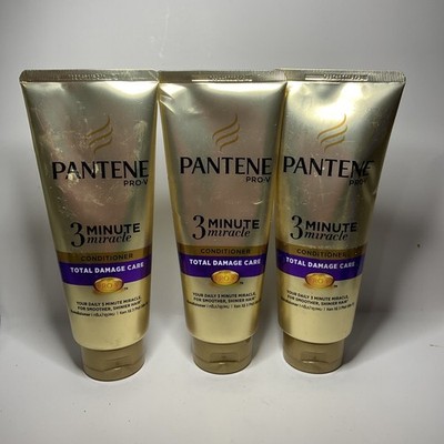 3x PANTENE PRO-V 3 Minute Miracle TOTAL DAMAGE CARE Conditioner 6.08 Oz Each New