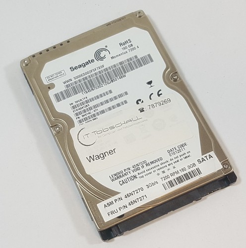 160GB Seagate ST9160412AS SATA 2,5" Notebook Festplatte FRU 45N7271 45N7270