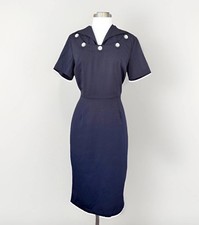 Bettie Page by Tatyana Sexy Sailor Pencil Dress XL Nautical Navy Blue 40’s Pinup