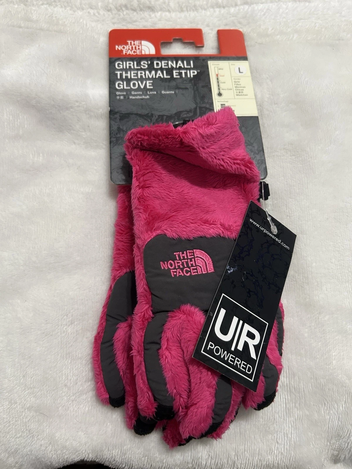 The North Face Girl’s Denali Thermal ETIP Gloves - Pink/Black- L