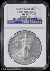2012-W $1 Burnished American Silver Eagle NGC MS 70 | Early Releases UNC BU