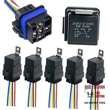 5 Pack 12V DC 40/30 AMP Waterproof Relay Harness Tinned Copper 5 pin relays