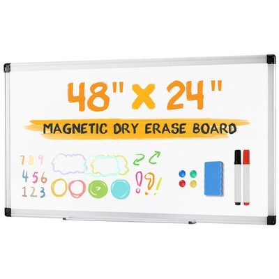 White Board, 48'' x 24'' Magnetic Dry Erase Board for Wall with 1 Dry Eraser & 2