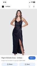 PILGRIM Michelle Black Satin Spaghetti Straps Front Split Maxi Dress Size 8