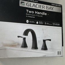 Glacier Bay 8 in Widespread 2-Handle High Arc Faucet Matte Black Drain