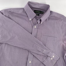 Lauren Ralph Lauren Men's Slim Fit Purple Check Dress Shirt Size 16 34/35