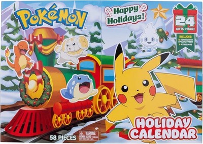 NEW POKEMON 2024 Holiday Advent Calendar 24 Gifts 58 Piece Sealed Jazware 4+ Yrs