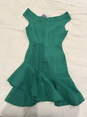 slim fit dress slacks Herve Leger turquoise panelled bandage mini dress – Loop Generation main image 1