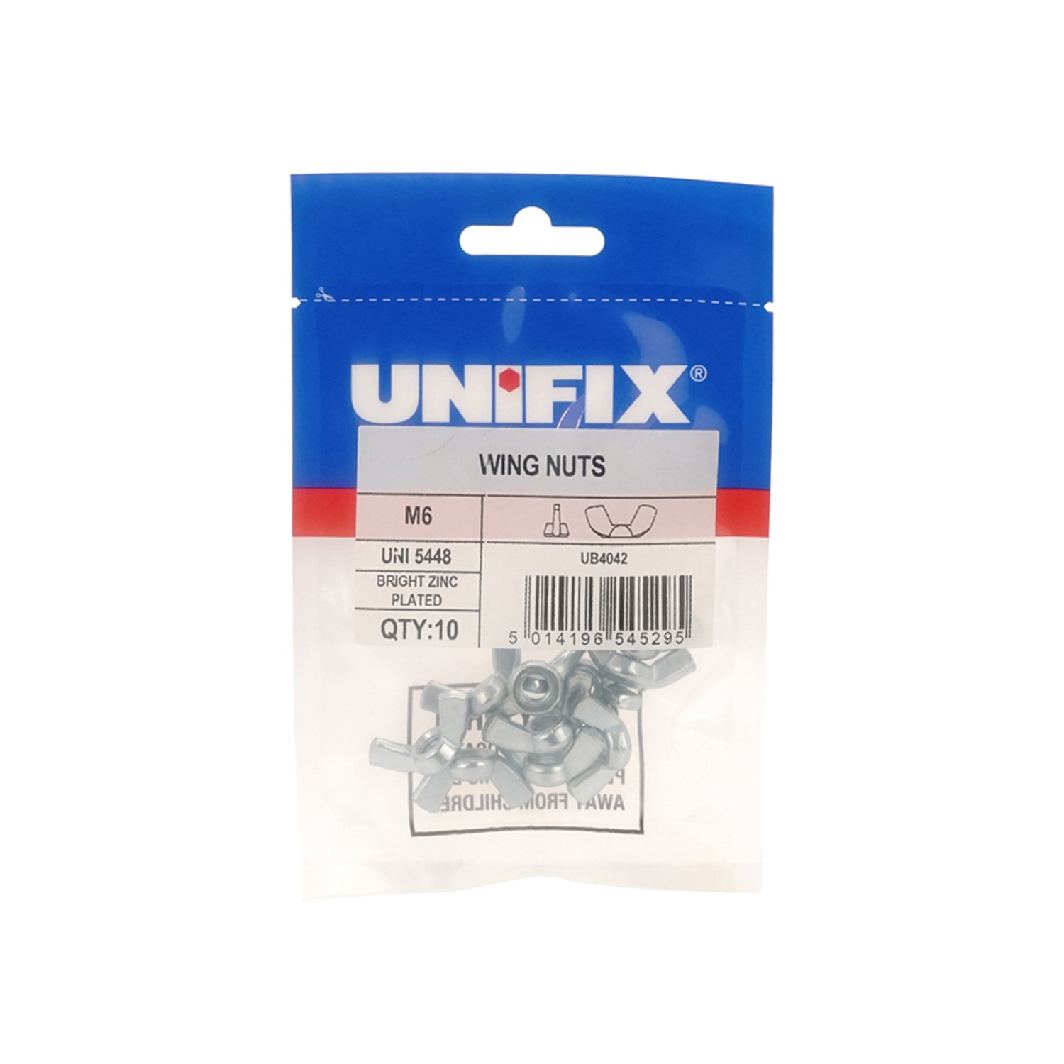 Unifix Wing Nuts UNI 5448 BZP M12 x 1.75 - Bag of 4
