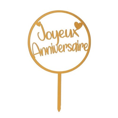 Cake Topper JOYEUX ANNIVERSAIRE | Kunststoff, PVC | Wiederverwendbare Torte ...
