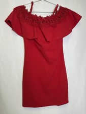By & By Red Stretch Off The Shoulder Mini Dress Women's Size 15