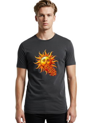 Smoking-Sun Mens Graphic Tee, 100% Cotton, Casual Summer Wear
