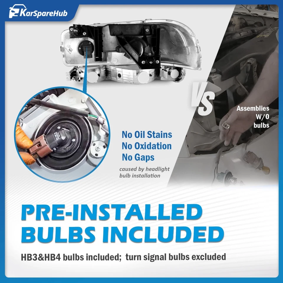 For 1999-2006 GMC Sierra 1500 2500 Yukon XL Headlights w/Bumper Lamp W/bulbs L+R Foto 4 de 4