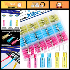 300Pcs Heat Shrink Fork Spade Connectors 22-10 AWG Waterproof Crimp Terminals