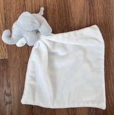 The Little White Company Gray Plush Elephant White Baby Lovey Blanket
