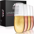 Unbreakable Stemless Plastic Champagne Flutes | Shatterproof 100% Tritan Plas...