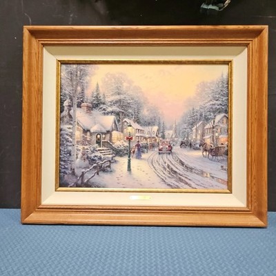 Thomas Kinkade Village Christmas Lithograph Limited Ed. Signed 32x26.5 inches