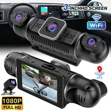 4 Channel Wifi Dash Cam 360° View, 3 inch IPS Screen 1080P Front and Rear Inside