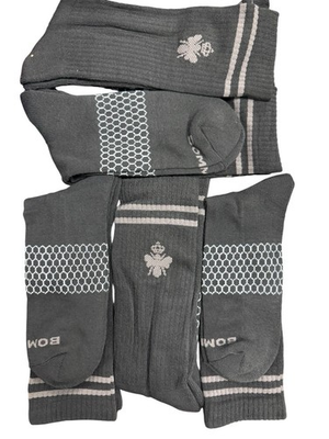 #ad Bombas Black Socks Size L crew 5 Pairs NEW $19.95