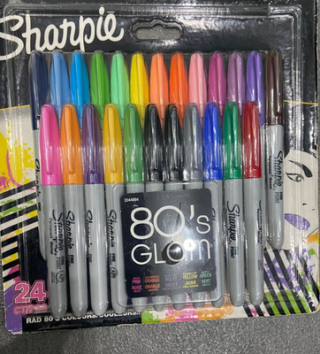 Sharpie Permanent Marker feine Spitze 80er Glam Farben 24 Stück Brandneu