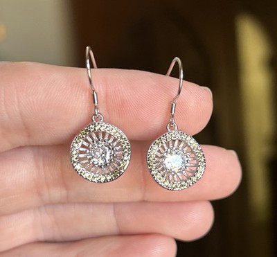 Ryze Party Sterling Silver Earrings Stunning Sunburst Designer Look 214$ Msrp