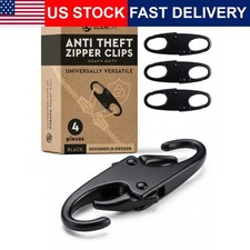 Anti Theft Zipper Clips 4 Pack Black Metal Carabiner Zip Pull Replacement Locks