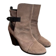Rag  Bone EU 38 US 8 Boots Kinsey Suede Leather Strap Ankle Booties Taupe