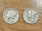 Two Silver Mercury Dimes 1940, 1942