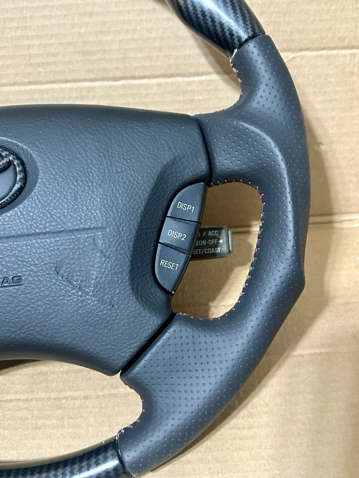 雷克萨斯 LS430 2001 - 2006 丰田 Celsior 方向盘黑色碳纤维 JDM 原始设备制造商 — 第 3/4 张图片