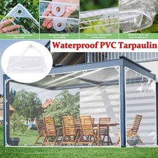 Clear Tarp Heavy Duty Waterproof PVC Tarpaulin with Reinforced Grommets & Ropes.