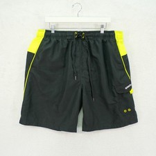 Speedo Black Yellow Cargo Pocket Men's Mesh Lined Swim Trunks -2XL 37 / 8- High