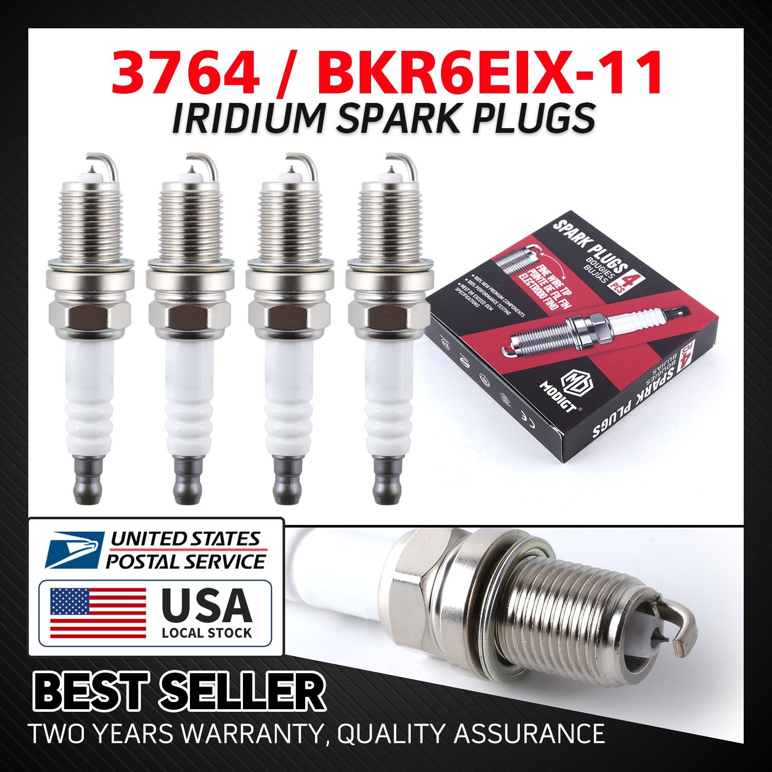 4Pcs For NGK 3764 Laser Iridium Spark Plugs BKR6EIX-11 For Dodge Honda INFINITI