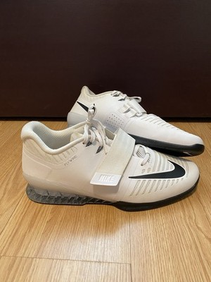 Nike Romaleos 3 Mens Weightlifting Training Shoes White/Black Strap 852933-100