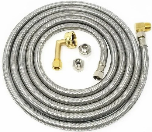 Universal Stainless Steel Dishwasher Hose Kit (4,6,8,10 or 12 Foot) Burst Proof