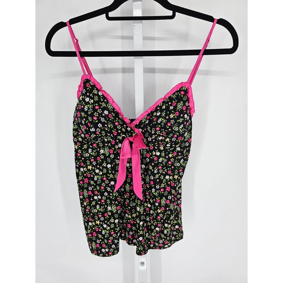 Jenni by Jennifer Moore Womens Sz M Pajama Set Black Floral Spaghetti Strap - Image 2 of 4