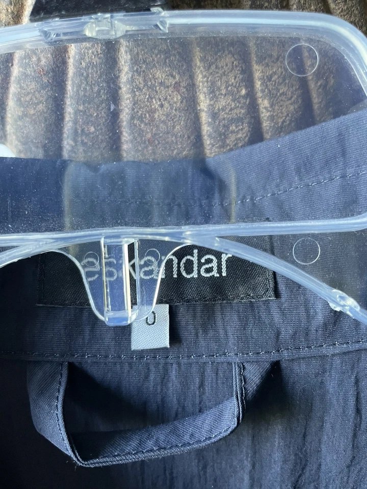 NWT Bergdorf Goodman eskandar Wide A-Line Back Pleat Coat Navy Dark Size 0 - Image 3 of 4