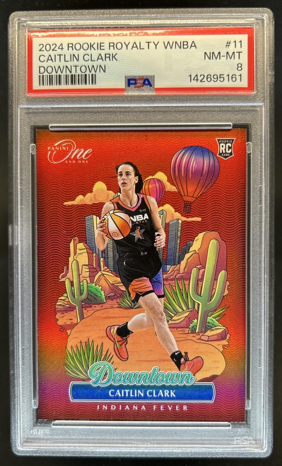2024 Panini WNBA Rookie Royalty Caitlin Clark Downtown RC SP #11 Fever PSA 8