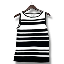 Jones New York Sport Women's Striped Tank Top Black & White P/S Preppy Capsule