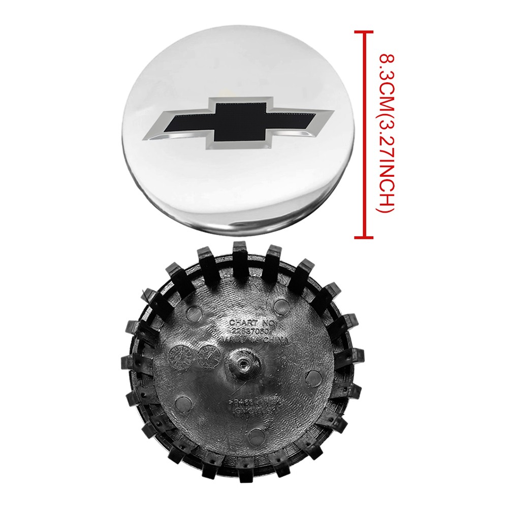 Chrome Center Caps Wheel 83mm 3.25 With Black Bowtie 4PCS For
