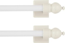 Magnetic Curtain Rod 8.75-15.75" Cafe Sidelight Multi Use Adjustable White 2Pack